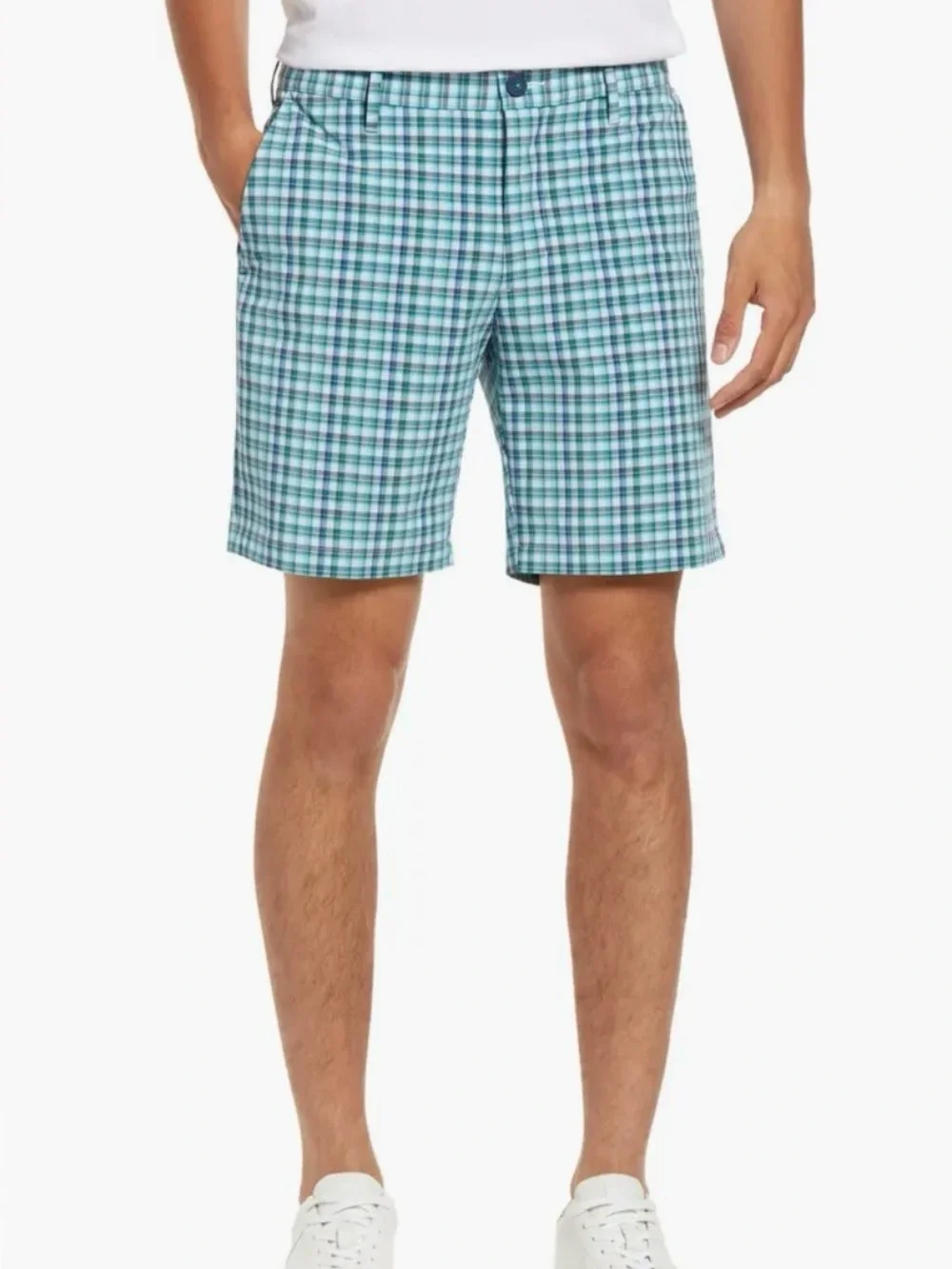 Tommy Bahama Top Deck Check Shorts Performance Stretch Blue Plaid Men's 42
